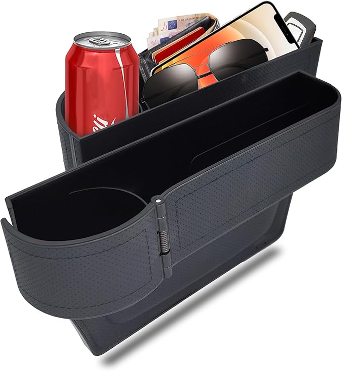 BAILISI Car seat gap filler organizer,multifunctional car seat organizer,Adjustable Cup Holder car console side storage box Holders phone, sunglasses,car accessories(Black)