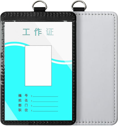 12 Pack Sublimation Blank PU Leather ID Badge Holder Bulk Heat Transfer Print ID Card Badges Name Tag Holders for DIY Office Employees (Vertical & Horizontal)