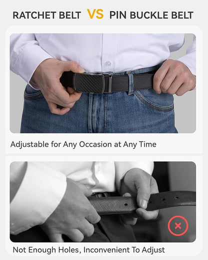 CHAOREN Mens Belt Leather Ratchet Belt - Customizable Fit, Effortless Style (35mm)