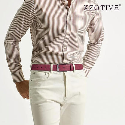 XZQTIVE Mens Suede Belt - 1 3/8" Genuine Leather Dress Belt for Jeans Dress Handmade Classic Every Day Belt
