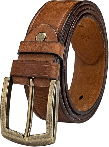 Luxury Full Grain Genuine Leather Belt Men Gift, 1.5" Wide Vintage Real Leather Western Cowboy Men's Belts