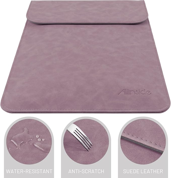 Allinside 13 inch Laptop Sleeve Case for MacBook Neo A18 Pro/MacBook Air 13 2018-2026/MacBook Pro 13 2016-2022, Waterproof PU Suede Leather Laptop Sleeve Bag Protective Vertical Case Cover, Purple