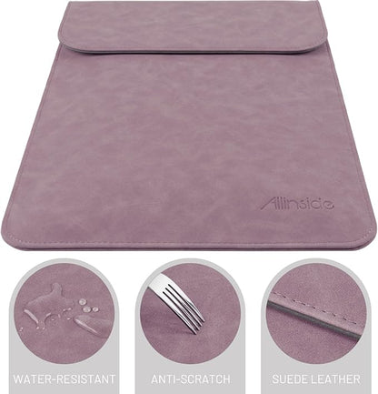 Allinside 13 inch Laptop Sleeve Case for MacBook Neo A18 Pro/MacBook Air 13 2018-2026/MacBook Pro 13 2016-2022, Waterproof PU Suede Leather Laptop Sleeve Bag Protective Vertical Case Cover, Purple