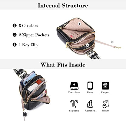INICAT RFID Blocking Sling Bag, Anti Theft Crossbody Bag for Women, Travel Fanny Pack Style Purse, Vegan Leather