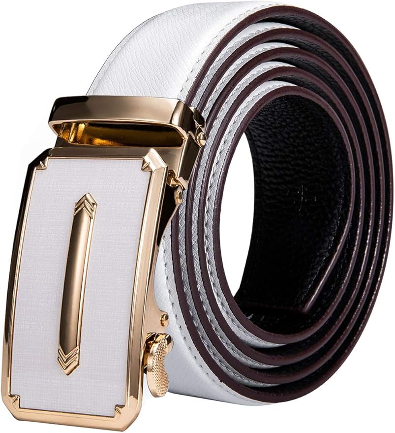Dubulle Designer Mens Belts, Sliding Automatic Buckle Ratchet Dress Belt TOP Genuine Leather Strap Gifts