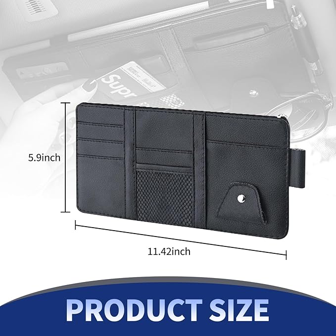 Car Visor Organizer, Auto Interior Accessories Pocket Organizer, Zipper-typed Multi-functional Storage Bag, Drving License, Insurance, Sunglasses, Pen, Key, Phone, Lipstick