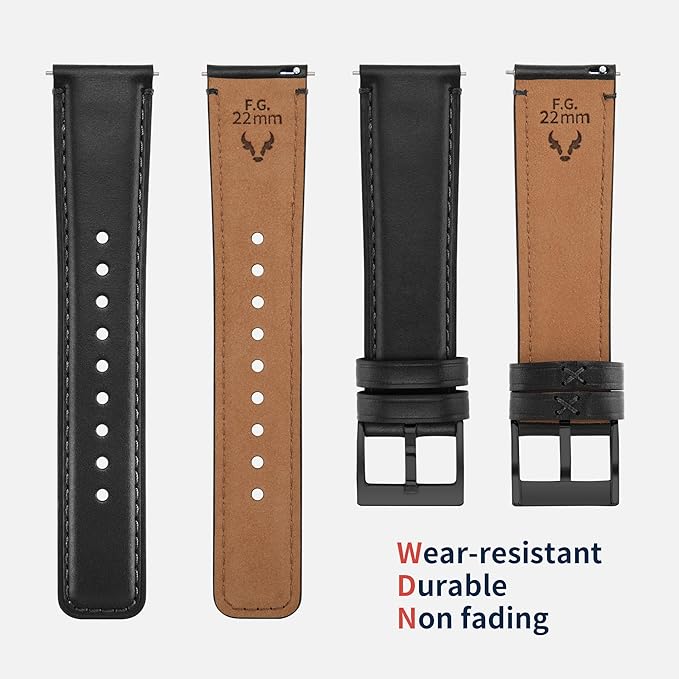 Fullmosa Watch Bands,18mm 19mm 20mm 22mm 24mm Quick Release Leather Watch Band Strap - Burnished Leather Watch Band Vintage Wristband