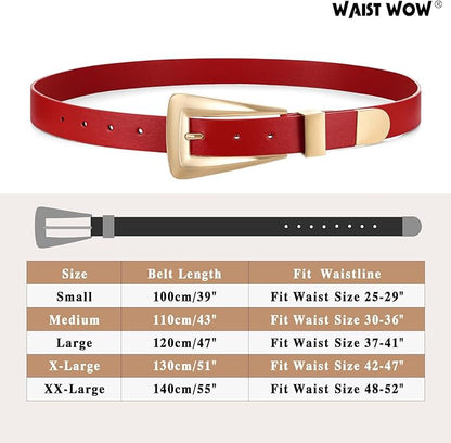 Women's Leather Belts for Jeans Pants Fashion Leather Waist Belt Ladies Dress Belts with Gold/Silver Buckle