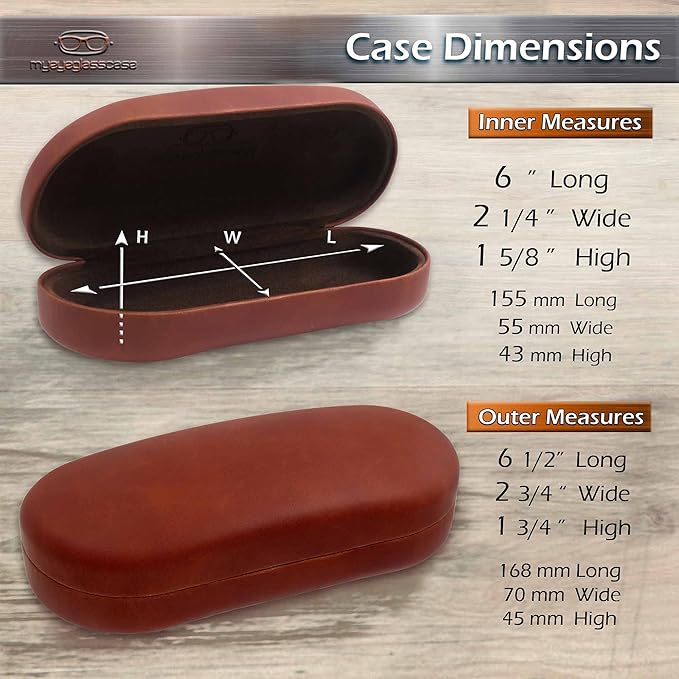 MyEyeglassCase - Large Sunglasses Case - Hard Glasses Case Holder w/Pouch & Cloth - Eyeglass Case Aviator Frames Men & Women