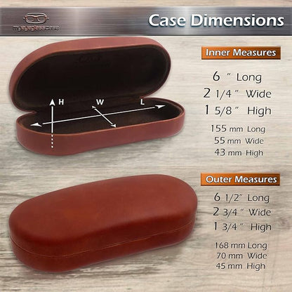 MyEyeglassCase - Large Sunglasses Case - Hard Glasses Case Holder w/Pouch & Cloth - Eyeglass Case Aviator Frames Men & Women