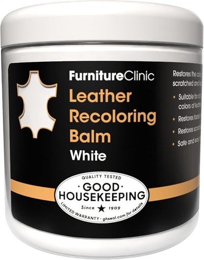 Furniture Clinic The Original Leather Recoloring Balm White Leather Dye for Furniture, Couches & Car Seats - Restore Scratched, Faded, & Damaged