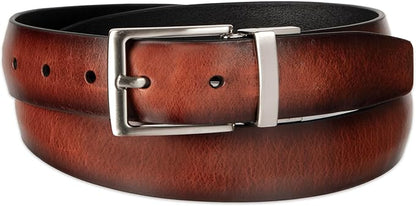 Haggar Men's 2-in-1 Reversible Leather Belt for Dress Pants, Suits, Khakis - Classic, Business Casual, Formal, Work