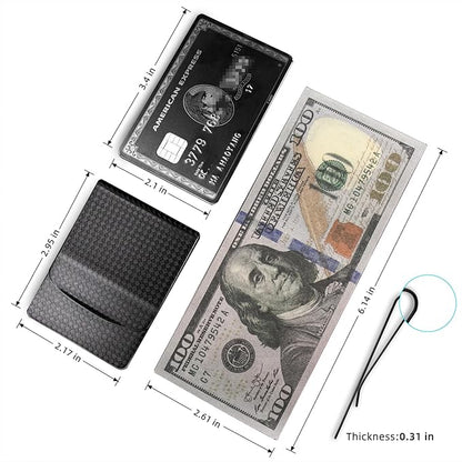 LittleBlack Real Carbon Fiber Money Clip, Ultra-Thin Slim Wallet (8mm / 0.31in), Front Pocket Card Holder, Strong Grip Holds Up to 25 Bills or 7 Cards, Minimalist Gift for Men