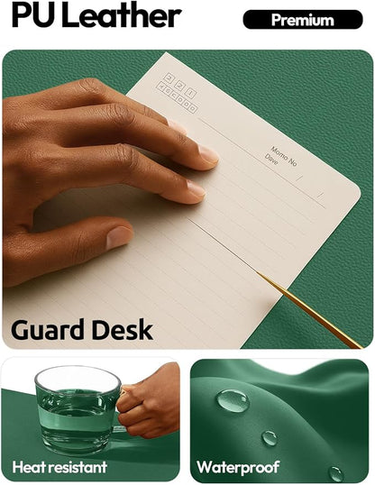 YSAGi Leather Desk Pad Protector, Office Desk Mat, Large Mouse Pad, Non-Slip PU Leather Desk Blotter, Laptop Desk Pad, Waterproof Desk Writing Pad for Office and Home (Jade Green, 35.4" x 17")