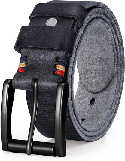 SANSTHS Mens Full Grain Cow Leather Belt Heavy Duty Work Belt Casual Every Day Belt for Jeans