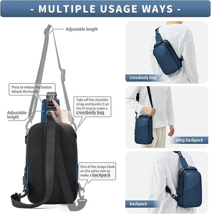 Messenger bag for Men,Small Sling Crossbody Backpack Shoulder Bag for Men Women,canvas Strap Backpack Sling Bag