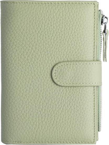 Passport wallet and Card Slot Combo RFID Blocking Slim Leather Travel Passport Wallet for Men and Women with Zippered Coins Pocket Passport holder, Light Green