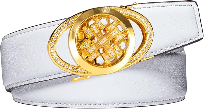 Dubulle Designer Ratchet Belt for Men Leather Fashion Adjustable Automatic Buckle Sliding Removable Dress Casual
