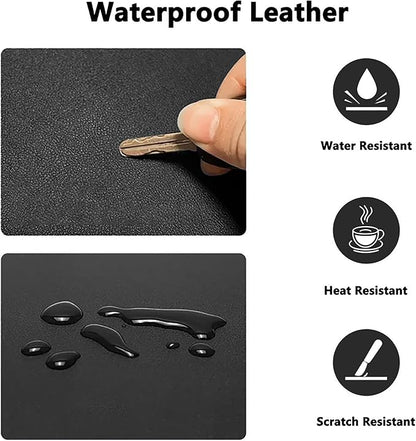 PU Leather Desk Pad Protector Gaming Mouse Pad Non Slip Desk Mat for Keyboard and Mouse Waterproof Desk Writing Pad for Office and Home Desk Accessories(Black, 23.6 * 11.8)