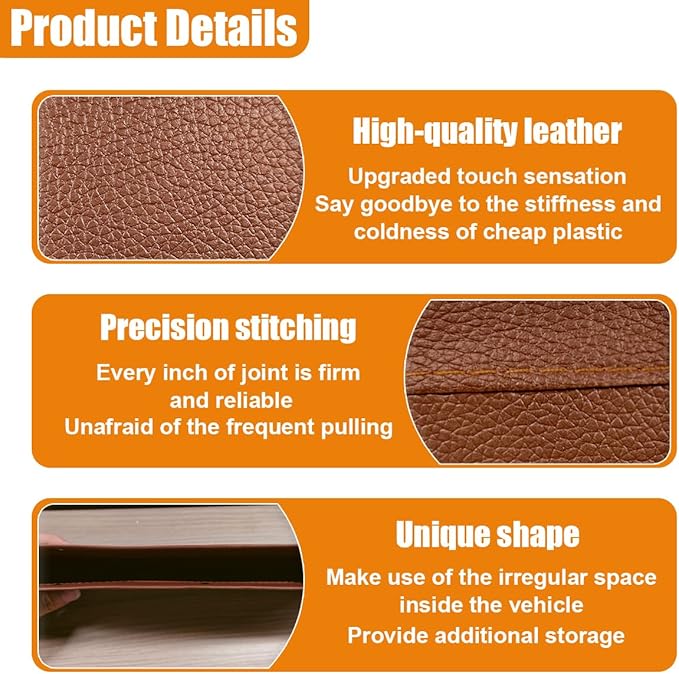Car Seat Gap Filler Organizer, L-Capacity Leather Automotive Interior Storage Box, Universal Vehicle Side Seat Gap Filler Accessories for Keys, Phones, Glasses (Brown)