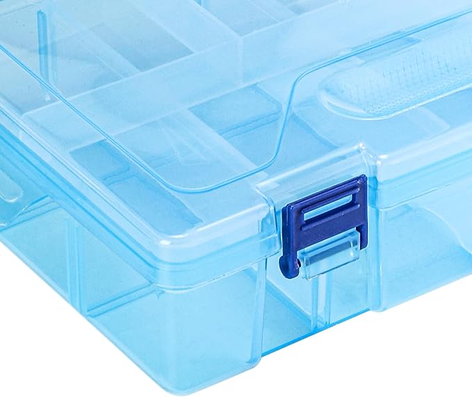 Covzoe 6 Pack Plastic Organizer Box with Adjustable Dividers, 2 Layer Bead Jewelry Organizer with 8 Large Grids, Clear Office Supplies Storage Case Snackle Container for Art DIY Crafts Fishing Tackles