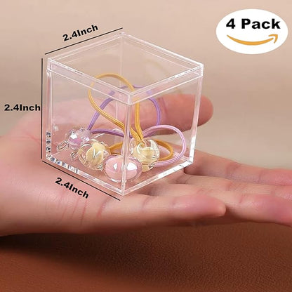 Acrylic Box Clear Acrylic Square Cube Display Boxes Multi-Purpose Container Clear Boxes with Lids for Gifts Weddings Valentine's Day Party Favors Jewelry Storage Box