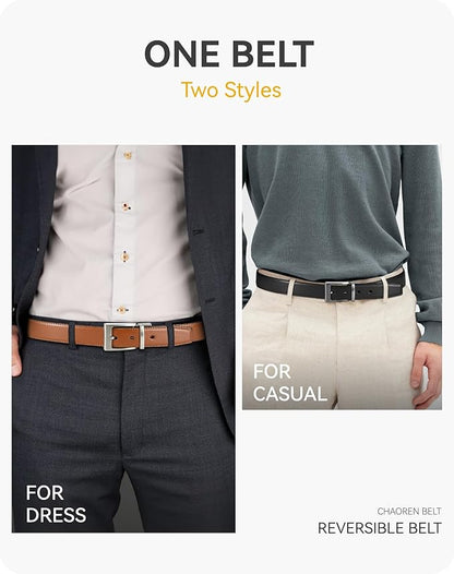 CHAOREN Reversible Belt Men 1 Piece - 1.25" Leather Dress Belt - Trim to Fit for Elegant Style