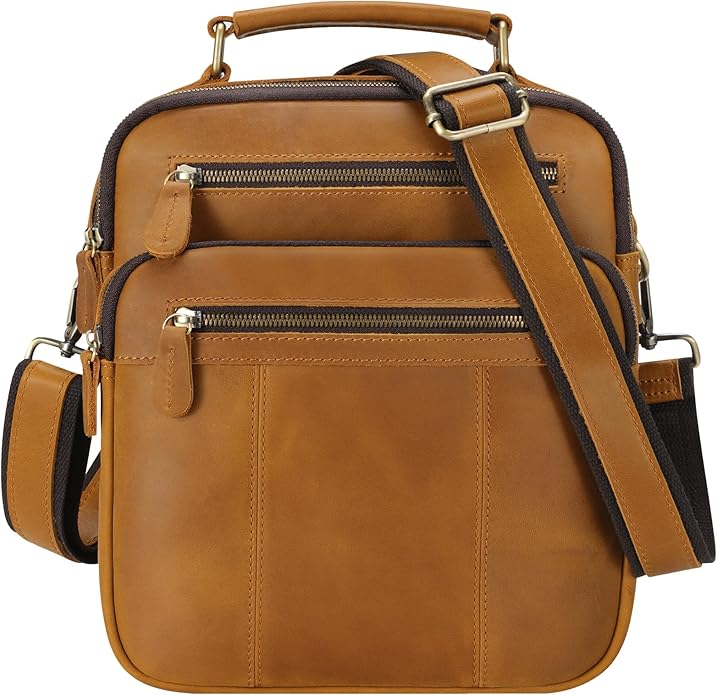 Jack&Chris Leather Messenger Bag for Men, Man Purse Crossbody Bags for Work Business
