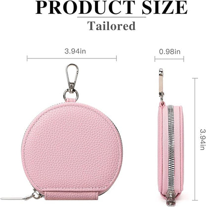 FALAN MULE Coin Purse Small Leather Pouch Wallet Round Zipper Change Pouch for Women