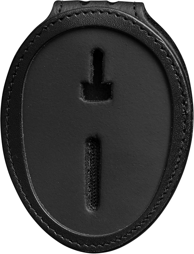 Shield Wallets Austin Texas Police Belt Badge Holder with Neck Chain Black Leather (Cutout #603)