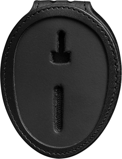 Shield Wallets Austin Texas Police Belt Badge Holder with Neck Chain Black Leather (Cutout #603)