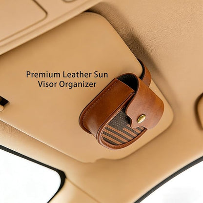 Car Visor ZYN Holder Faux Leather Pouch – Magnetic Snap Zyn Can Holster for Sun Visor, Premium PU Organizer for Pouch Cans, Universal Fit Car Interior Accessories for Men & Women (Gray)