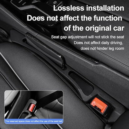Car Seat Gap Filler Organizer 2 Pack - Universal Side Pocket Console Storage with Phone Slot & Charging Hole - SUV & Truck Interior Accessories - Crevice Blocker & Catcher for Gaps 1.1-2" - Black