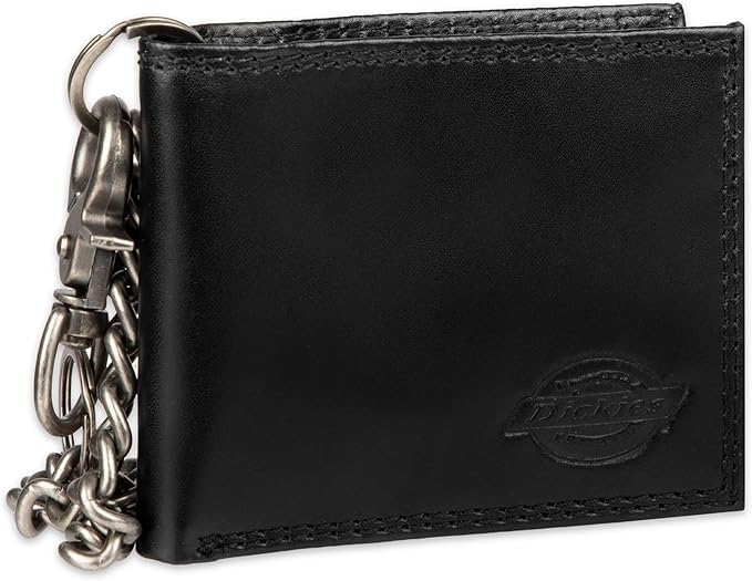 Dickies Men's RFID Everyday Leather Bifold Chain Wallet Black