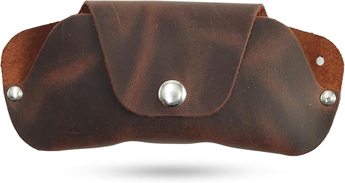 Toprank Leather Eyeglass Case - Handmade Slim Sunglasses Holder, Genuine and Universal Fit for Men and Women