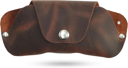 Toprank Leather Eyeglass Case - Handmade Slim Sunglasses Holder, Genuine and Universal Fit for Men and Women