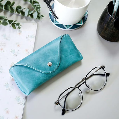 LogHog Portable Leather Glasses Case,Flexible Sunglasses Pouch Slim Case for Women Men Horizontal Eyeglass Case