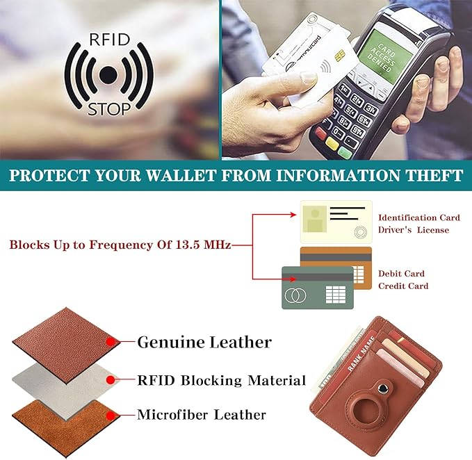 Slim Minimalist Wallet PU Genuine Leather Carbon Fiber RFID Blocking Front Pocket Wallet for Men Women Lightweight Credit Card Holder