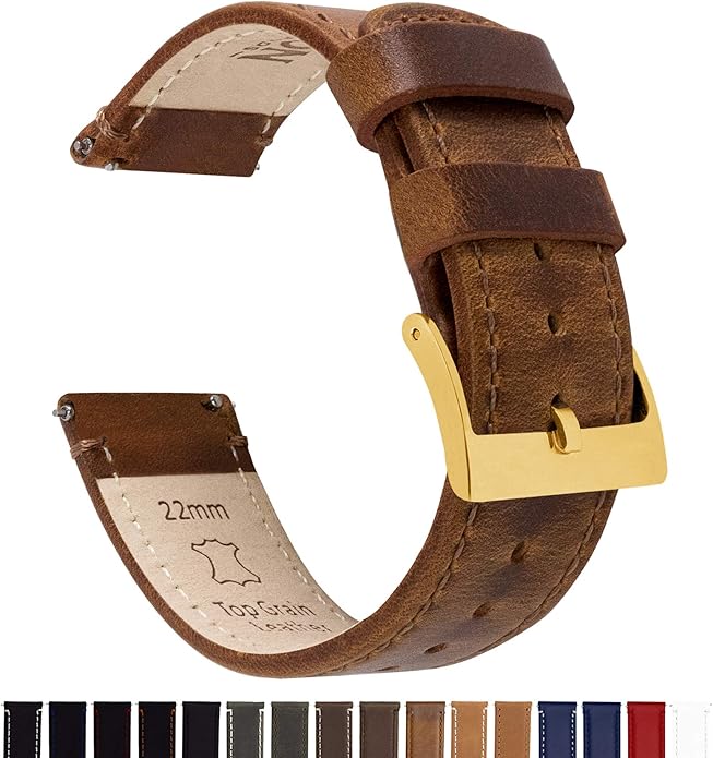 BARTON WATCH BANDS - Top Grain Leather Watch Bands Compatible with Apple Watch Models - 1, 2, 3, 4, 5, 6, 7, 8, 9, 10, SE, Ultra & Ultra 2