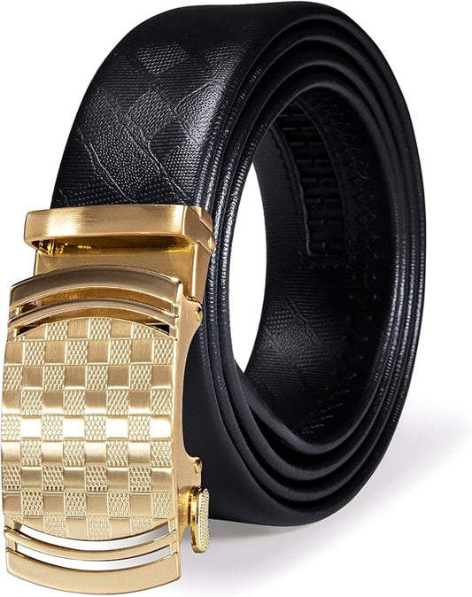 Dubulle Men's Ratchet Belt Gold/Black/Red/Green/Blue/White Automatic Buckle Business Casual Belt Gift - Adjustable Fit