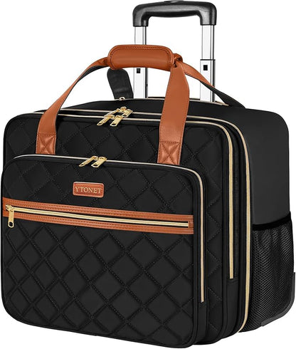 Ytonet Rolling Briefcase for Women, Extra Large Rolling Laptop Bag Fits 18 Inch Laptop, Computer Bag with wheels for Work Travel College Business Overnight Wife Mom Teacher, Black Brown