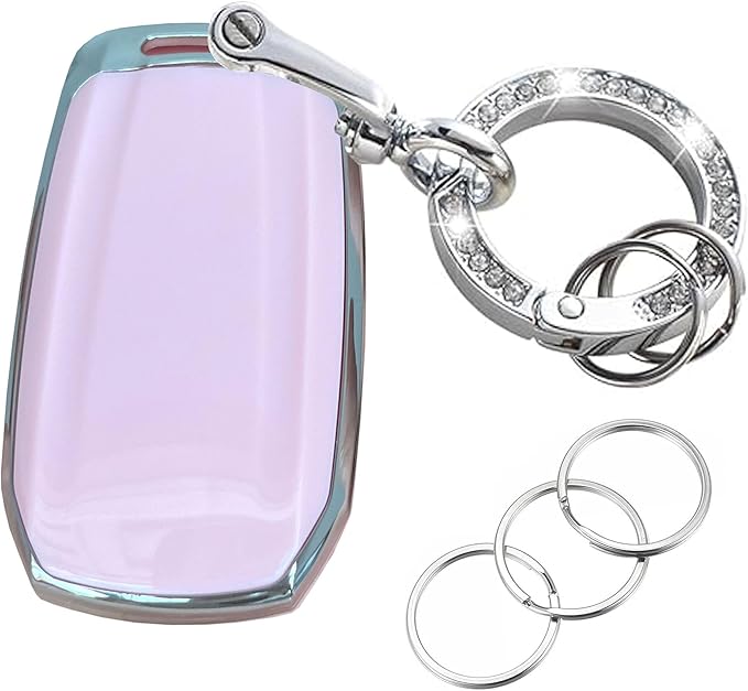 Key Protective Shell for RAM Key Fob Cover with Keychain Fit for RAM 1500 2500 3500 Smart Key Case Accessories (5-Button-Pink-Silver)