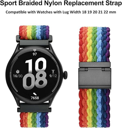 WOCCI 18mm Braided Nylon Watch Band for Men and Women, Quick Release, Black Stainless Steel Buckle (Multicolor)