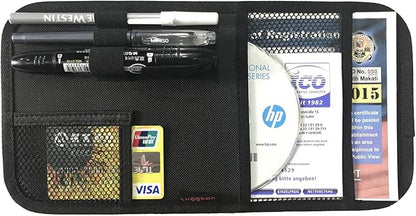 ZugGear Car Sun Visor Organizer, Auto Visor Holder Interior Accessories Pocket Organizer - Car Registration Holder Document Storage Pouch Pen Holder - Black