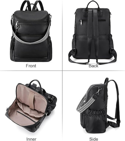 BOSTANTEN PU Leather Laptop Backpack for Women Designer Travel Backpack with Laptop Compartment Ladies Computer Shoulder Bags