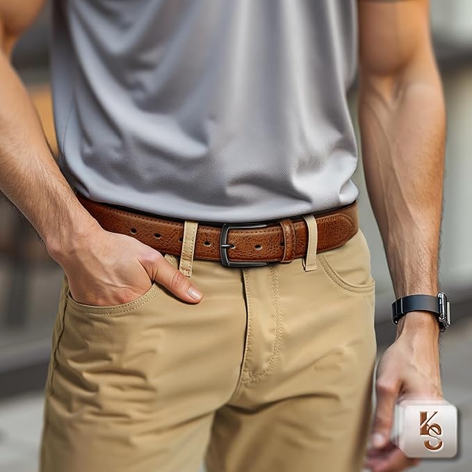 KEMISANT Men Belt-Genuine Leather Belt for Men Dress Casual Golf Jeans 1 3/8"