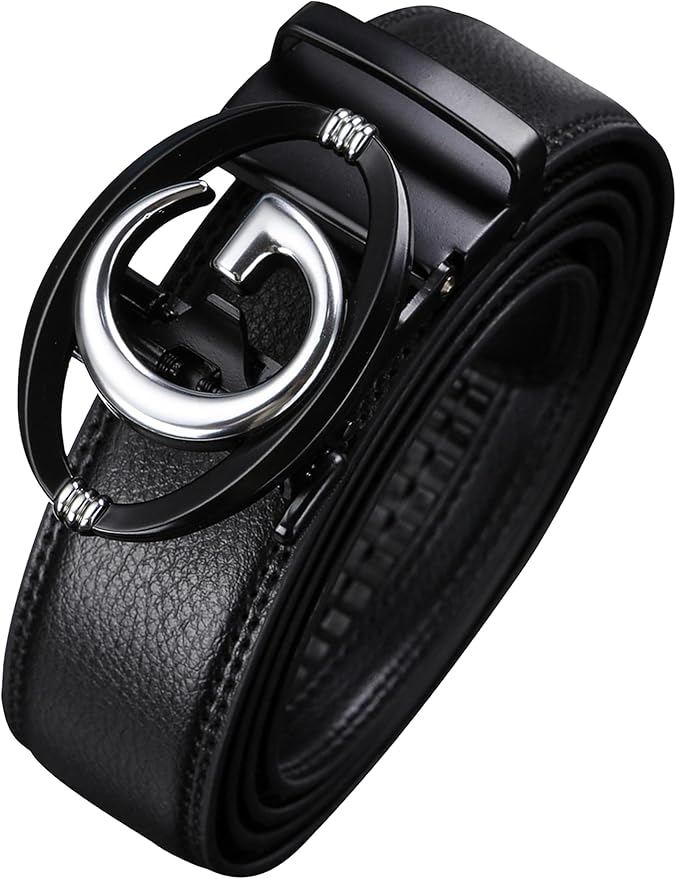 Men's Ratchet Belt Leather Belt Adjustable for Men Gift 1 3/8-Cut for Perfect Fit