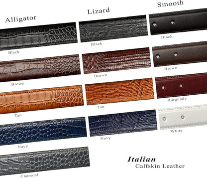 Adam Gold Men's Genuine Full-Grain Cowhide Leather Dress Belt 1-1/8"(30mm) Wide Polished Buckle