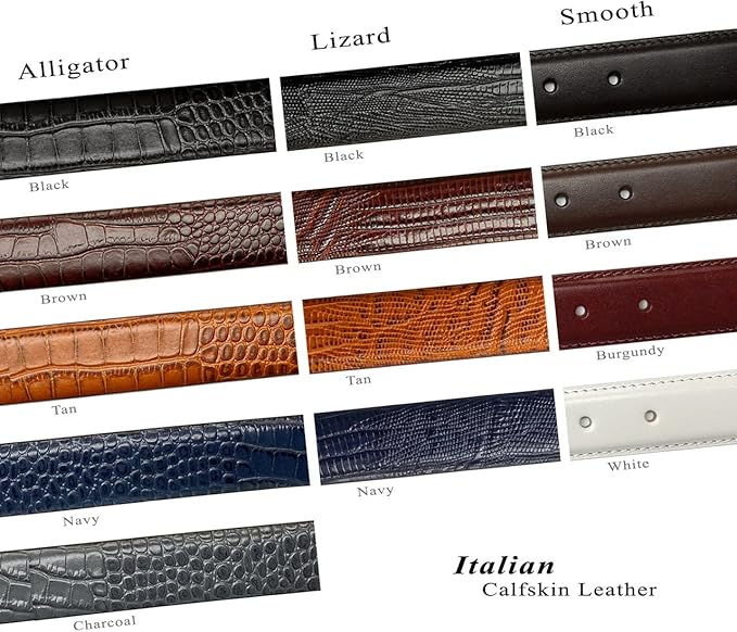 Adam Gold Men's Genuine Full-Grain Cowhide Leather Dress Belt 1-1/8"(30mm) Wide Polished Buckle