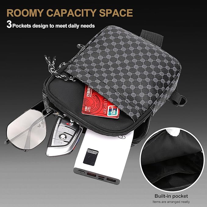 Long Keeper Mini Sling Bag - Women Men Vegan Leather Crossbody Phone Bag Waterproof Travel Running Chest Bag Casual Daypack